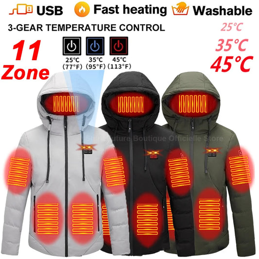 Men's and Women's Electric Heated Jacket with USB Heating Technology - 11 Heating zones