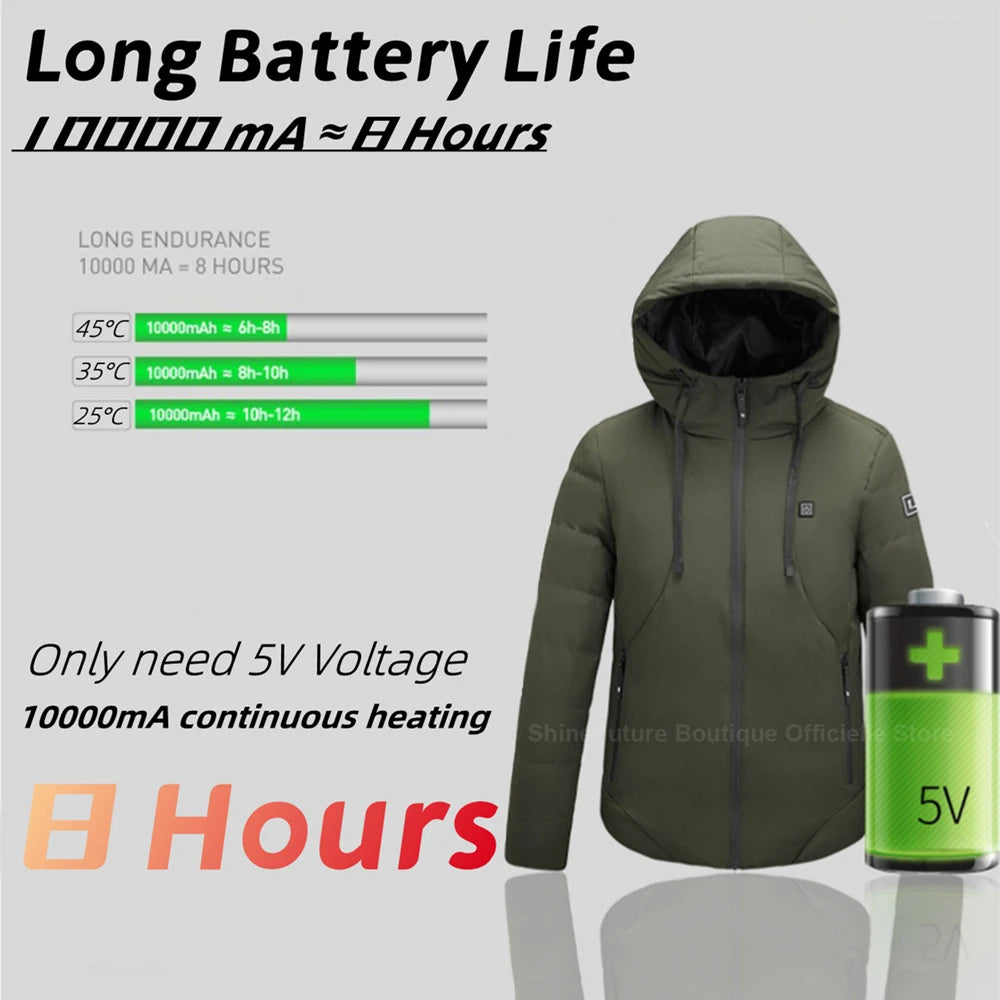 Men's and Women's Electric Heated Jacket with USB Heating Technology - 11 Heating zones