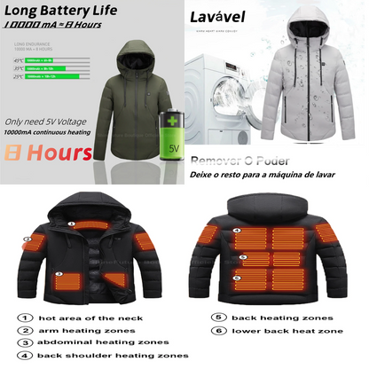 Men's and Women's Electric Heated Jacket with USB Heating Technology - 11 Heating zones