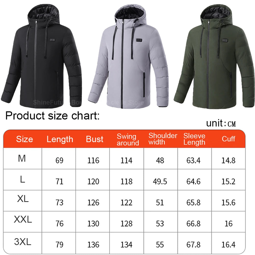 Men's and Women's Electric Heated Jacket with USB Heating Technology - 11 Heating zones